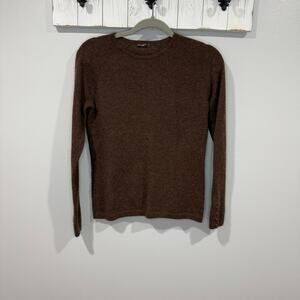 J McLaughlin Cashmere Sweater Brown Crewneck Button Sleeve Women’s S *READ*